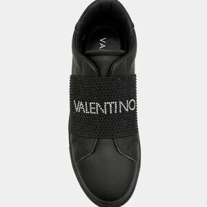 Mario Valentino Black Crystal Logo Slip-On Sneaker